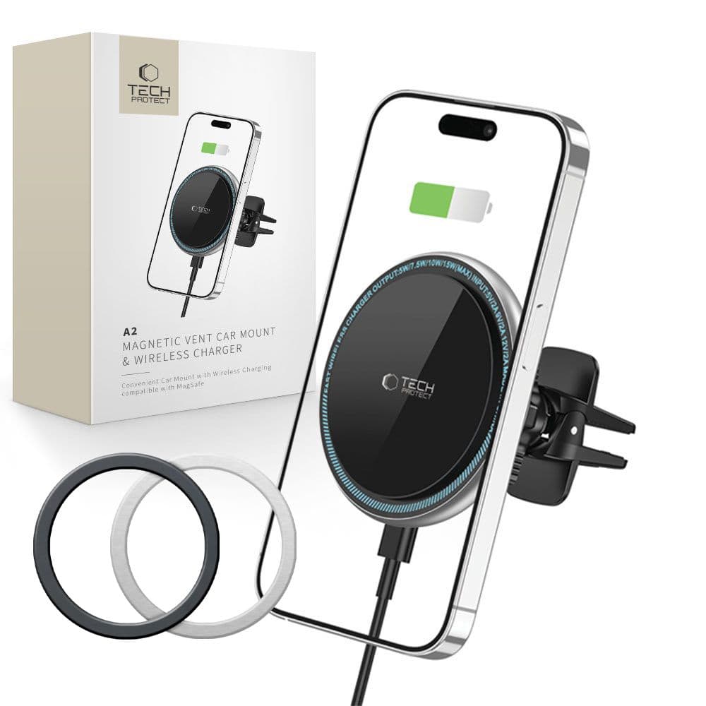 Tech-Protect A2 MagSafe avto držalo z induktivnim polnilnikom 15W (zračnik) - črno