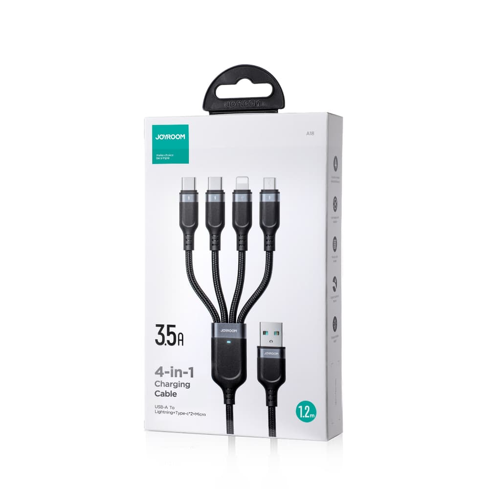 Joyroom 4v1 USB-A kabel (USB-C, USB-C, Lightning, Micro USB) 1.2m - črn 5