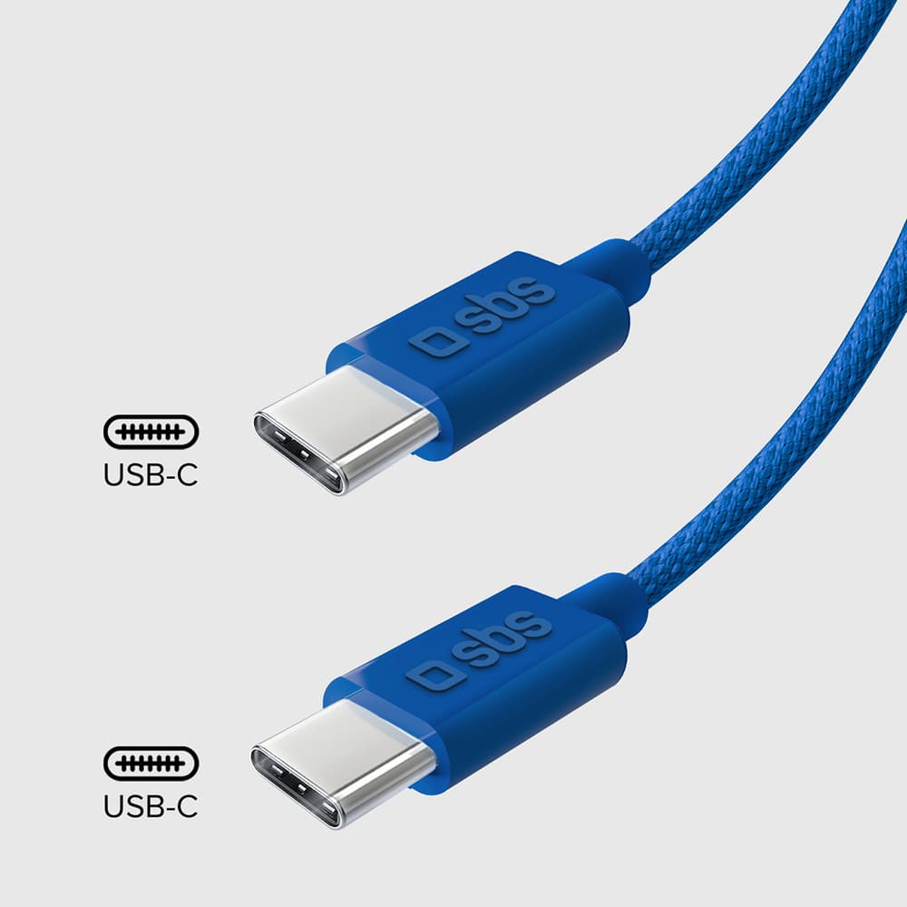 SBS TECABLETISSUETCCB USB-C v USB-C, 1,5m, 60W, pleten kabel - modri 3