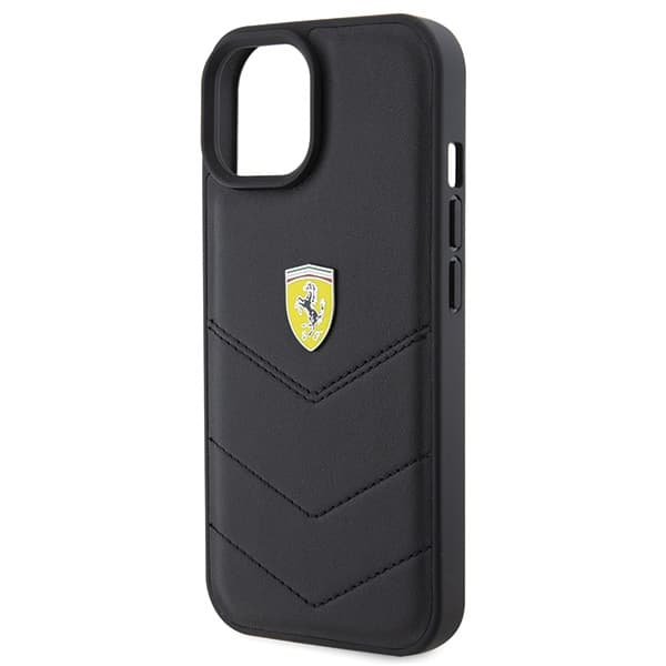 Etui Ferrari Quilted Metal Logo za iPhone 15 - črna 6