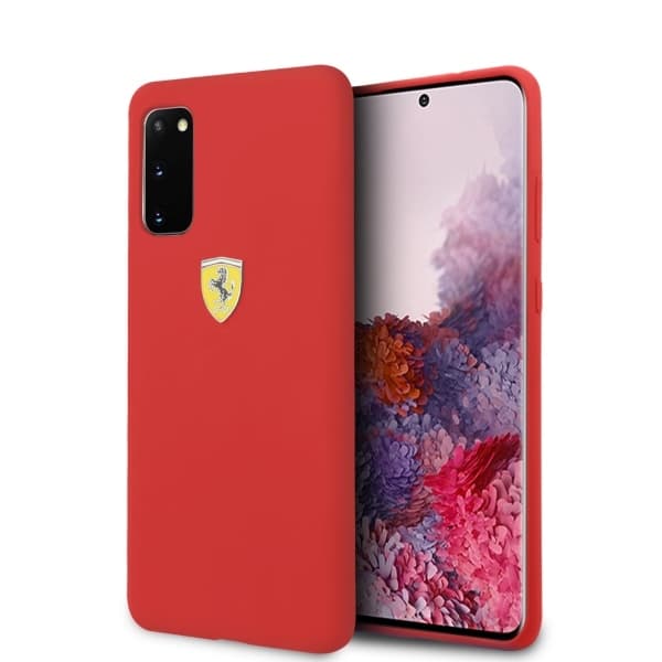 Ferrari Silikonska ovitek za Samsung Galaxy S20 - Rdeča