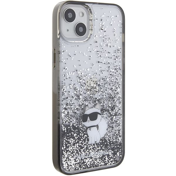 Ovitek Karl Lagerfeld Liquid Glitter Choupette za iPhone 15 Plus - prozorna 4