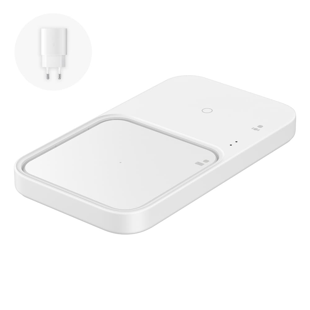 Samsung Wireless Charger Duo EP-P5400TWEGEU - Induktivni polnilnik 15W + napajalnik + kabel, Bel