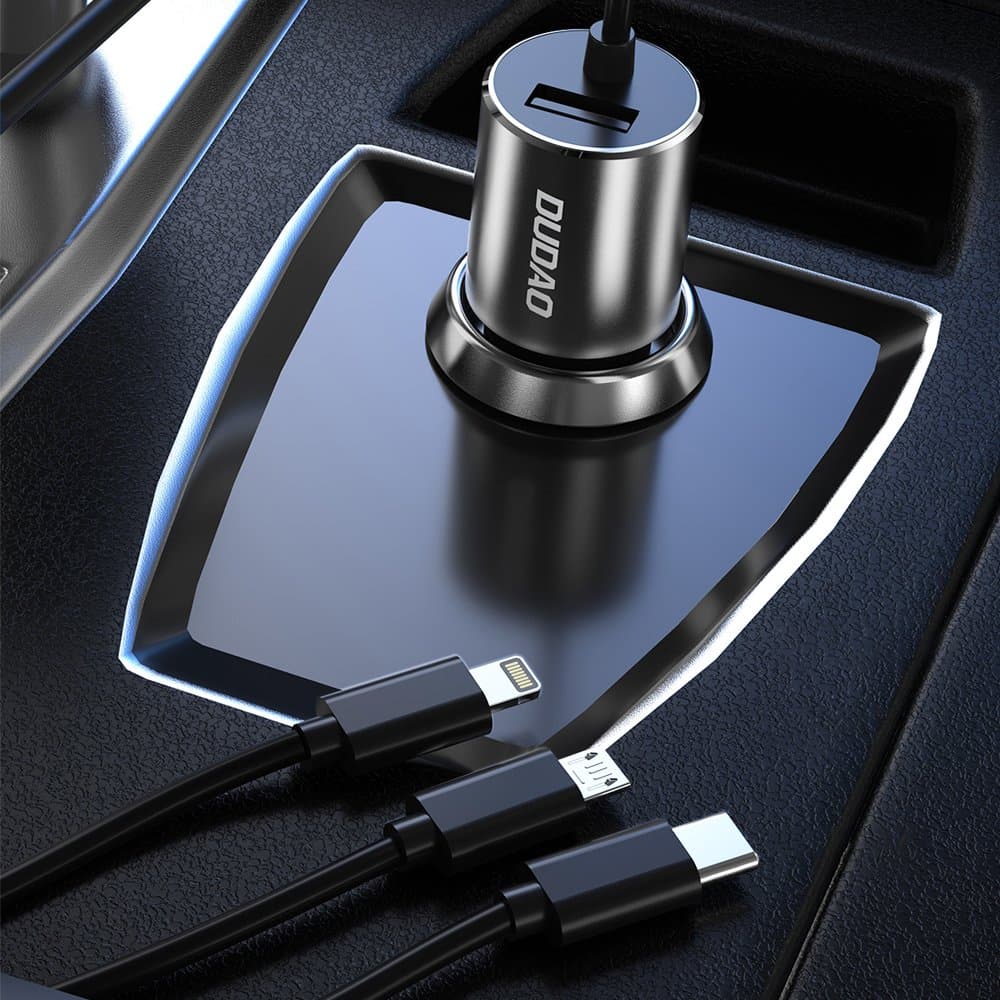 Dudao 3v1 USB avto polnilnik 3.4A, črn 4