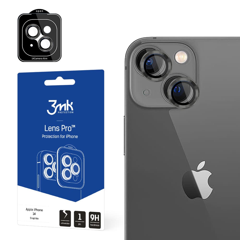 Kaljeno steklo 3mk Lens Protection Pro za kamero iPhone 14 - Siva