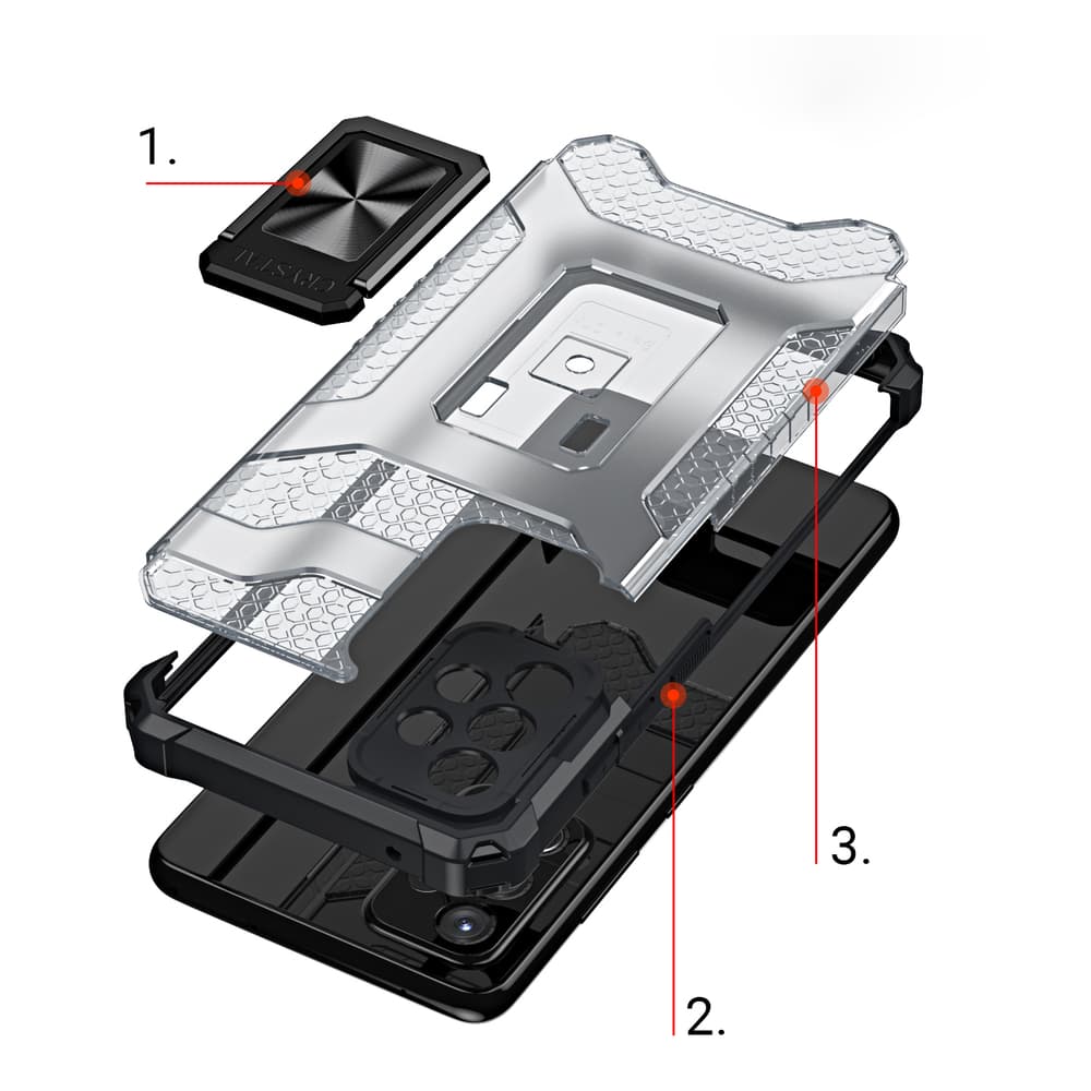 Ovitek Crystal Ring Case Kickstand za Samsung Galaxy A72 4G (rdeč) 6