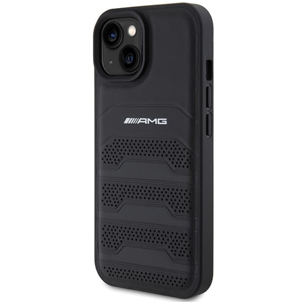 AMG Leather Debossed Lines ovitek za iPhone 15 Plus - črn 2