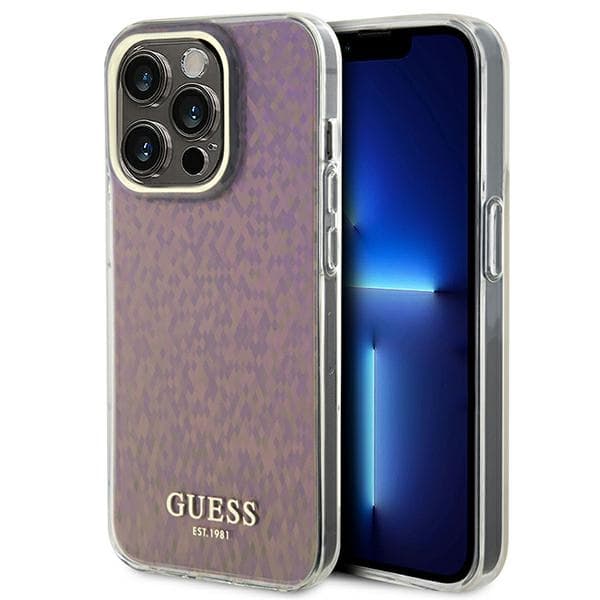 Guess GUHCP15LHDECMP ovitek za iPhone 15 Pro 6.1" - IML Faceted Mirror Disco Iridescent, roza