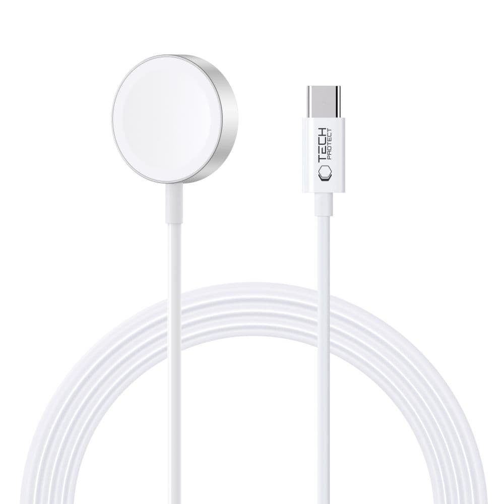 Tech-Protect UltraBoost magnetni induktivni polnilnik za Apple Watch (USB-C) 1.2m - bela