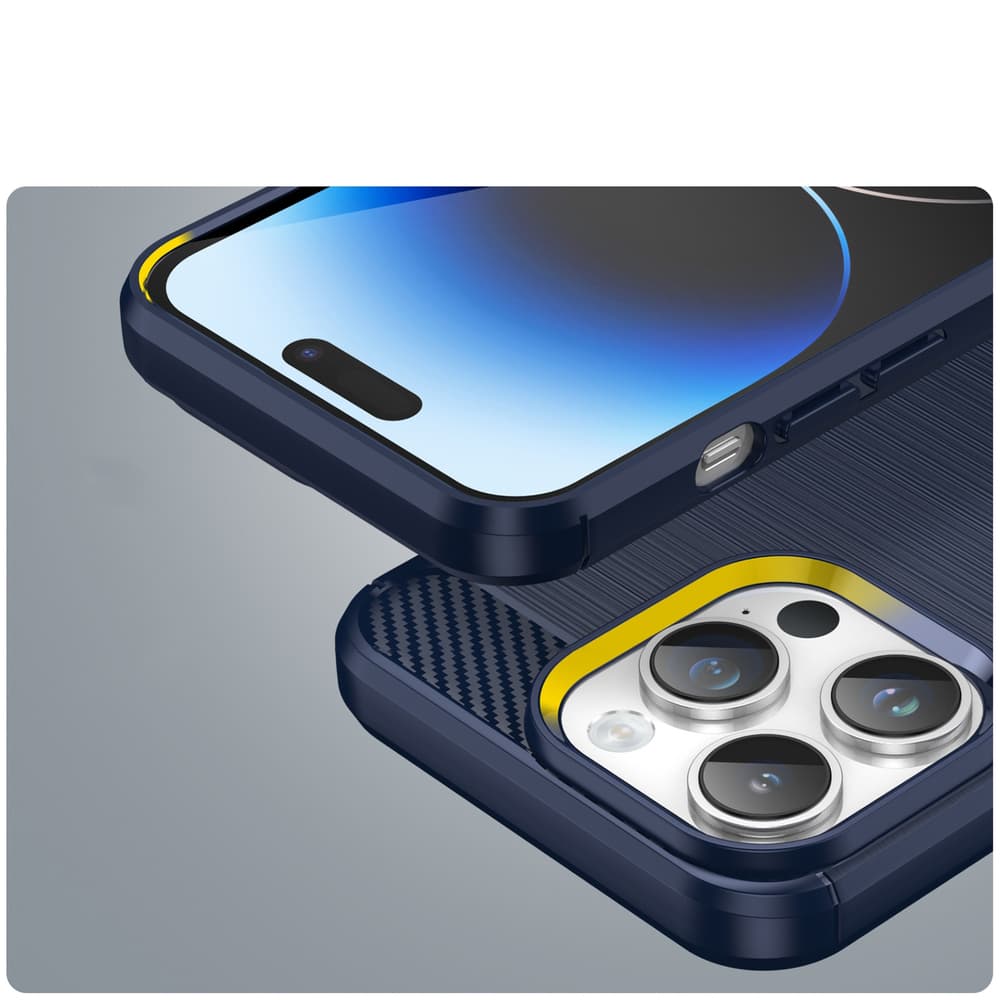 Hurtel Carbon ovitek za iPhone 14 Pro Max, moder 5
