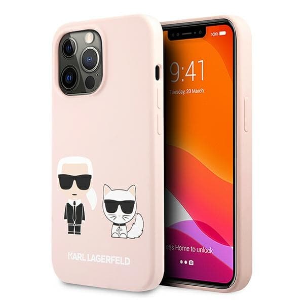 Karl Lagerfeld Silicone Karl&Choupette ovitek za iPhone 13 Pro / iPhone 13 - svetlo roza