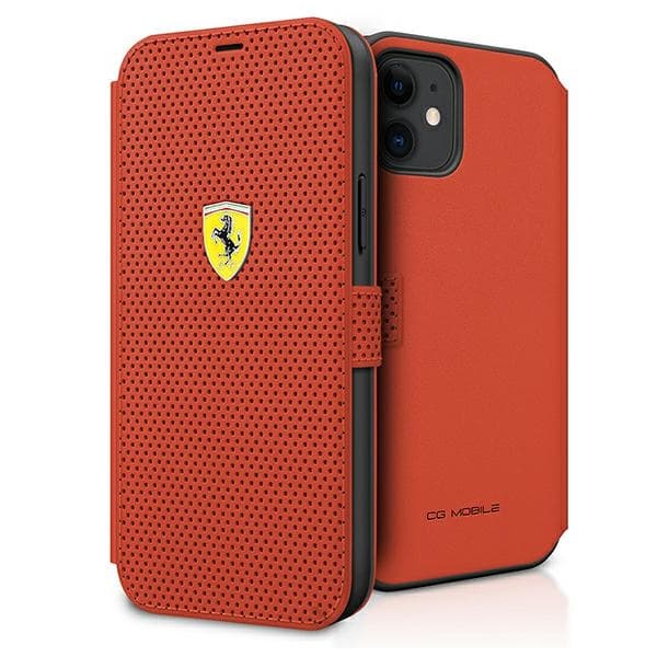 Ferrari On Track Perforated knjižni ovitek za iPhone 12 mini (5.4") - Rdeč