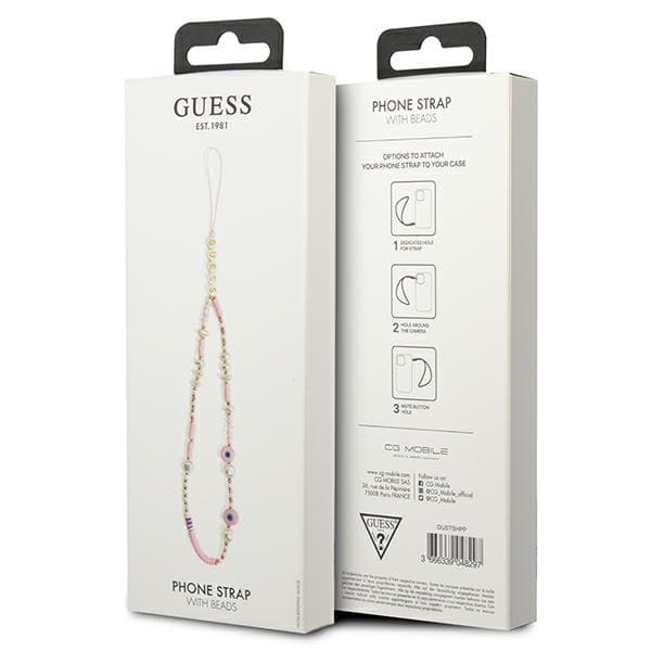 Guess obesek za telefon GUSTSHPP, roza s perlami 3