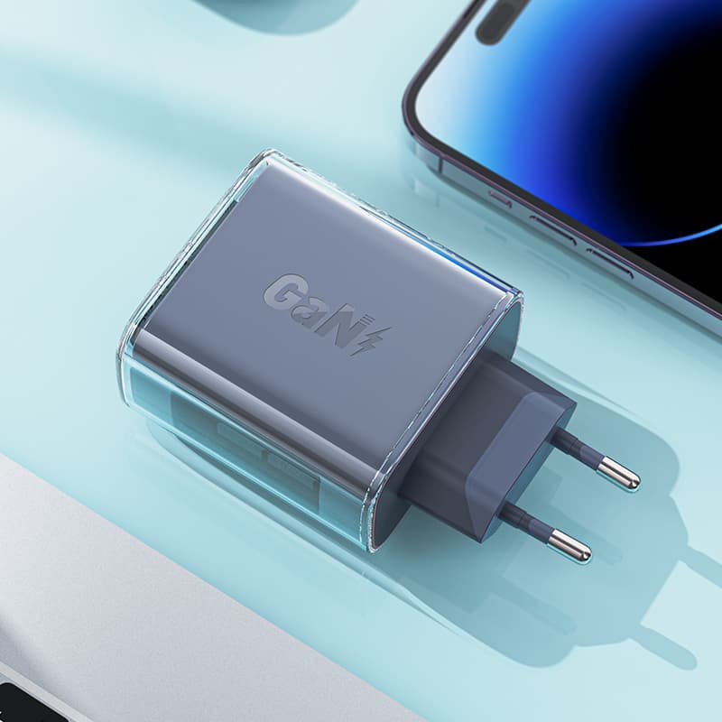 Acefast GaN 65W polnilec s 3 vrati (USB, 2xUSB C) - vijoličen (A45) 8