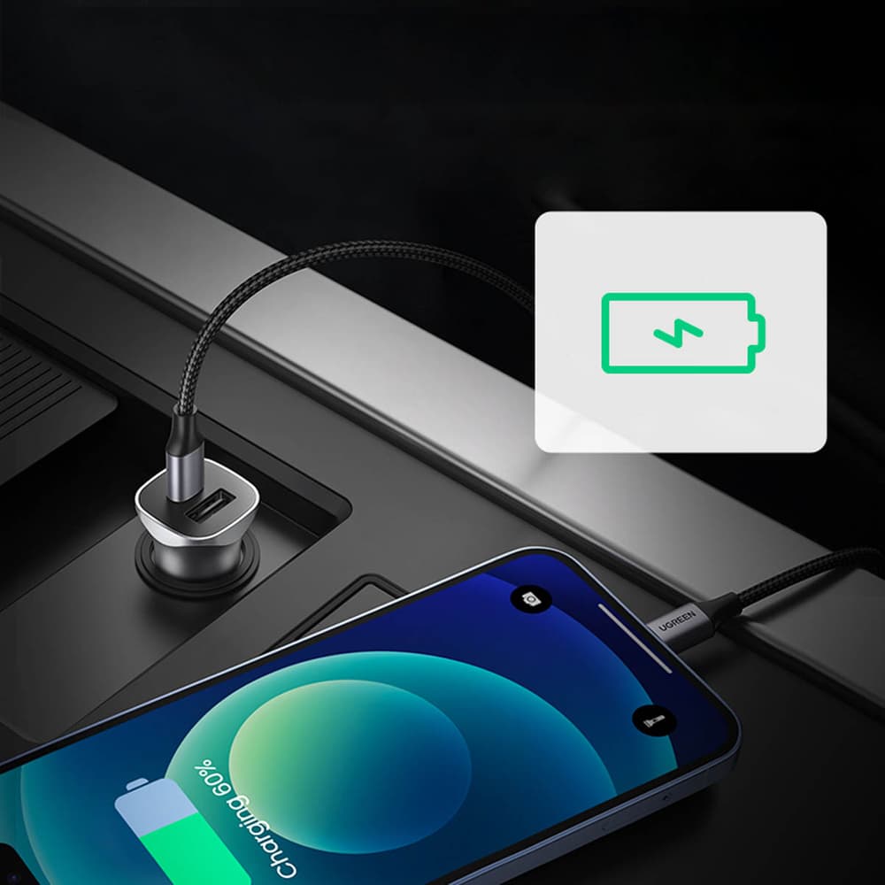 Avtomobilski polnilnik Ugreen CD130 USB-A / USB-C 30W - siv 4