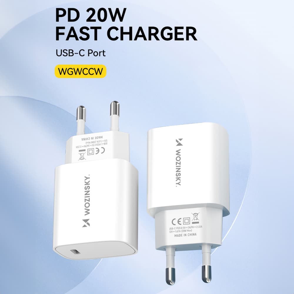 Stenski polnilnik Wozinsky WGWCCW 20W, USB-C - bel 5