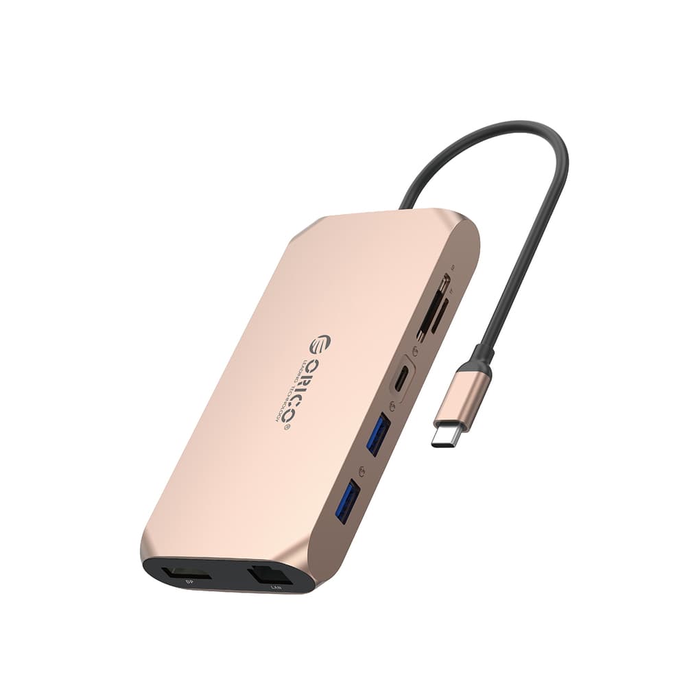 Orico XCR 12v1 USB-C Docking Station, 4K 60Hz, 100W PD, Rose Gold