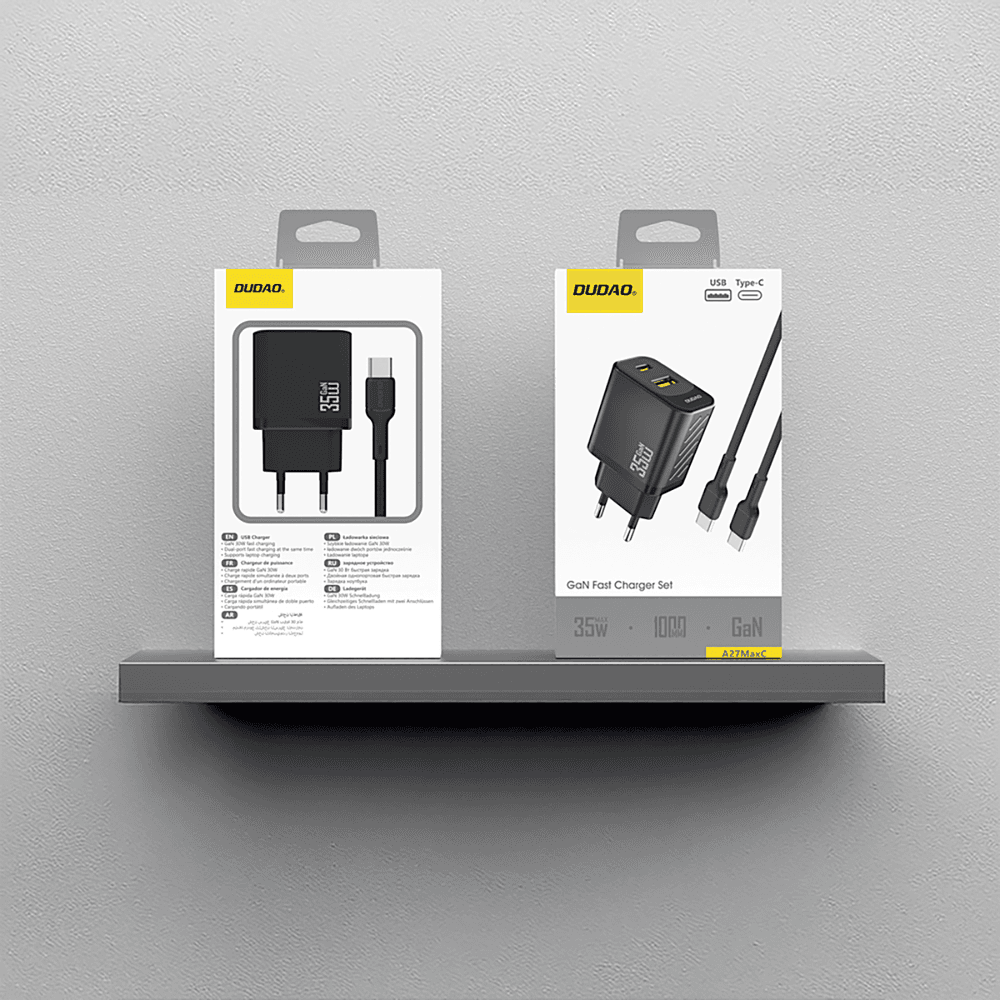 Dudao A27MaxCEU PD QC 35W USB-A/USB-C polnilnik z USB-C kablom - črn 5