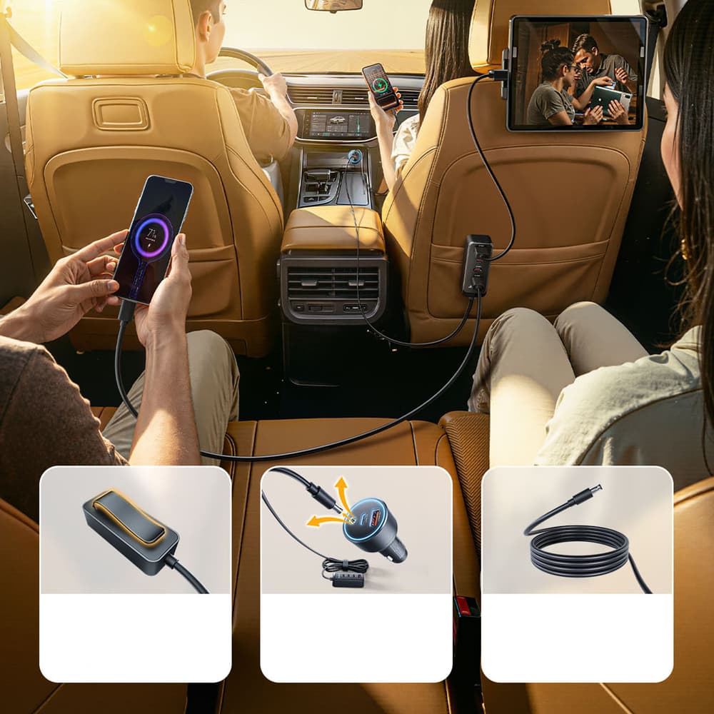 Orico ChargeClip 108W avtomobilski polnilnik, 2x USB-A + 4x USB-C s sponko - črn 4
