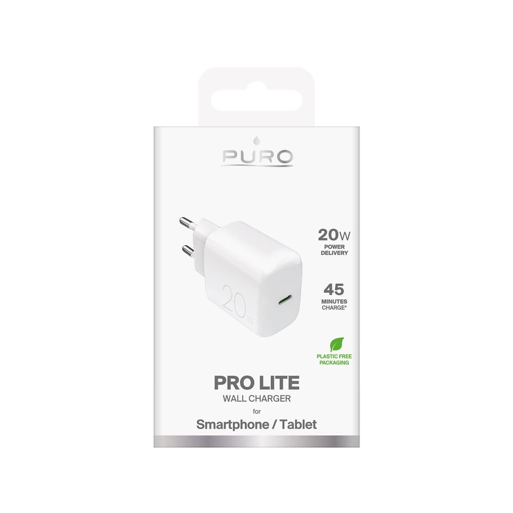 Puro PROLITE 20W USB-C zidni polnilnik - Bela 2