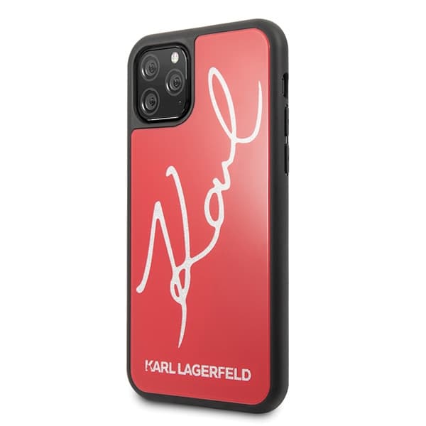 Karl Lagerfeld Signature Glitter ovitek za iPhone 11 Pro Max, rdeč 2