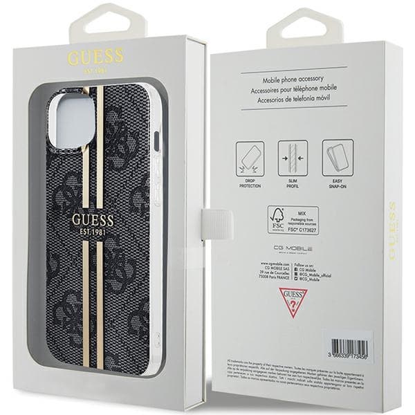 Ovitek Guess IML 4G Gold Stripe za iPhone 15 Plus / 14 Plus - črn 8