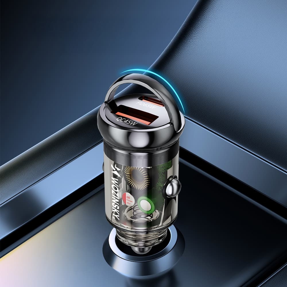 Avto polnilnik Wozinsky 65W USB-C PD in USB-A QC 3.0 - črn 4