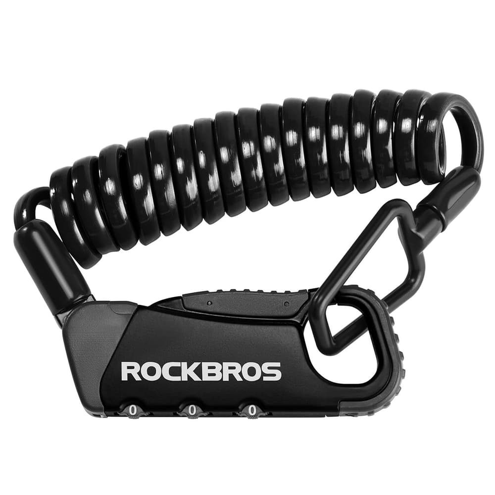 Rockbros RBK6N ključavnica na kodo za kolo, spiralna 120 cm, črna