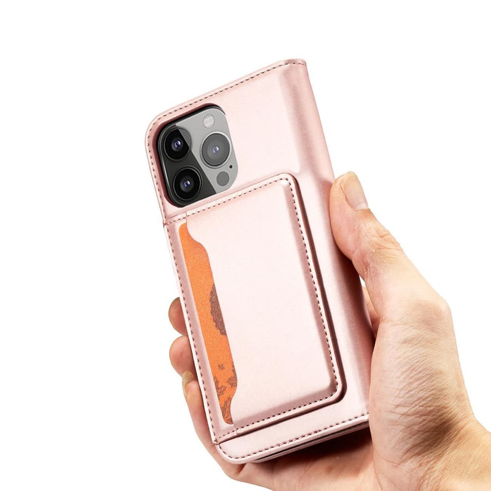 Hurtel Magnet Card etui za iPhone 13 Pro, denarnica, roza 6