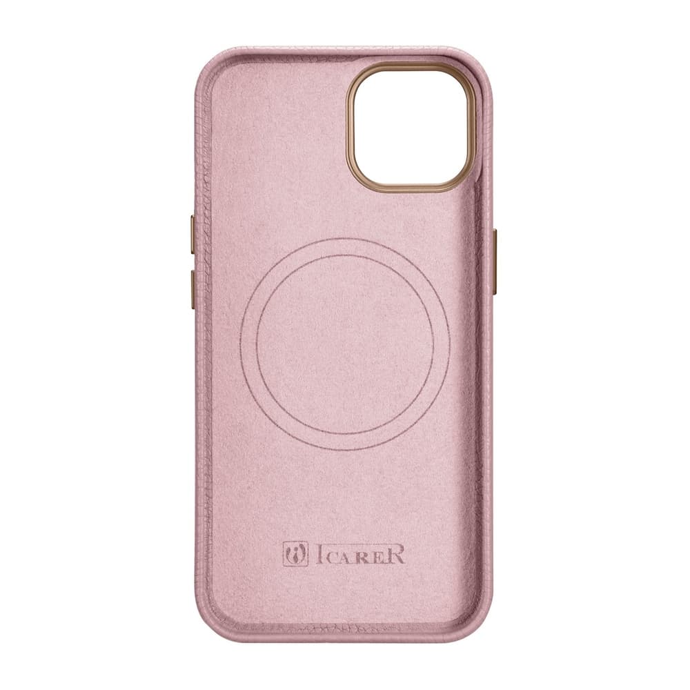 Ovitek iCarer Litchi za iPhone 14 Plus, roza 3