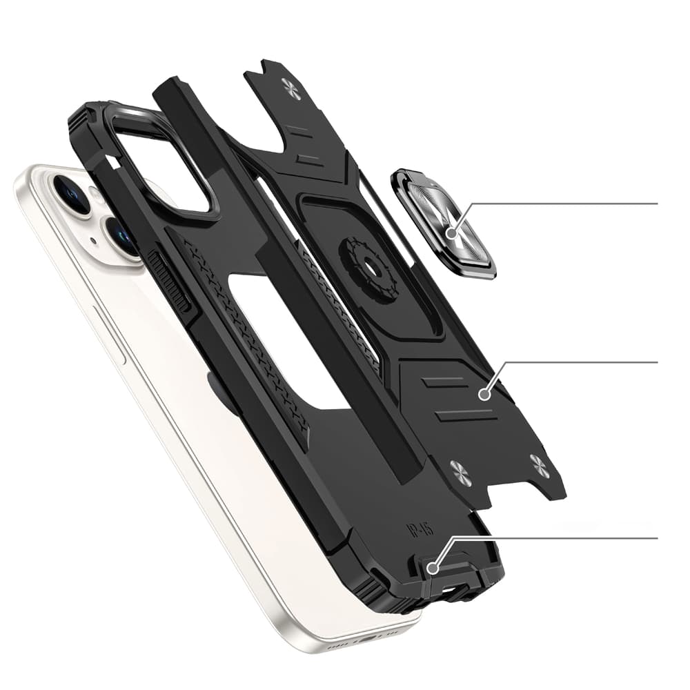 Wozinsky Ring Armor ovitek za iPhone 15 Plus s stojalom in obročem - modri 3