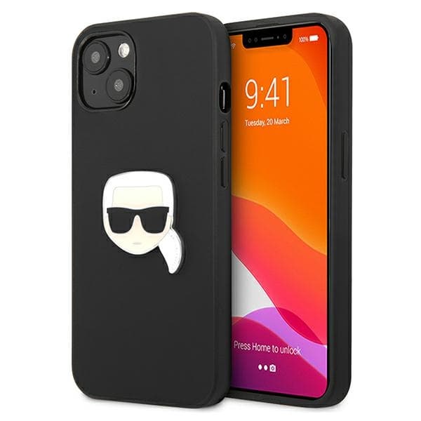 Ovitek Karl Lagerfeld Leather Ikonik Karl's Head za iPhone 13 mini - črn