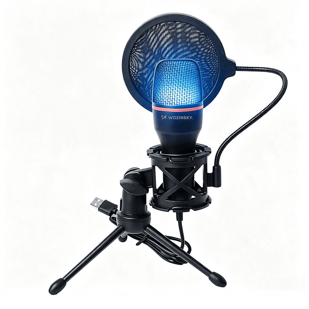 Wozinsky WM-W111 Studijski USB mikrofon z RGB stojalom, črn 4
