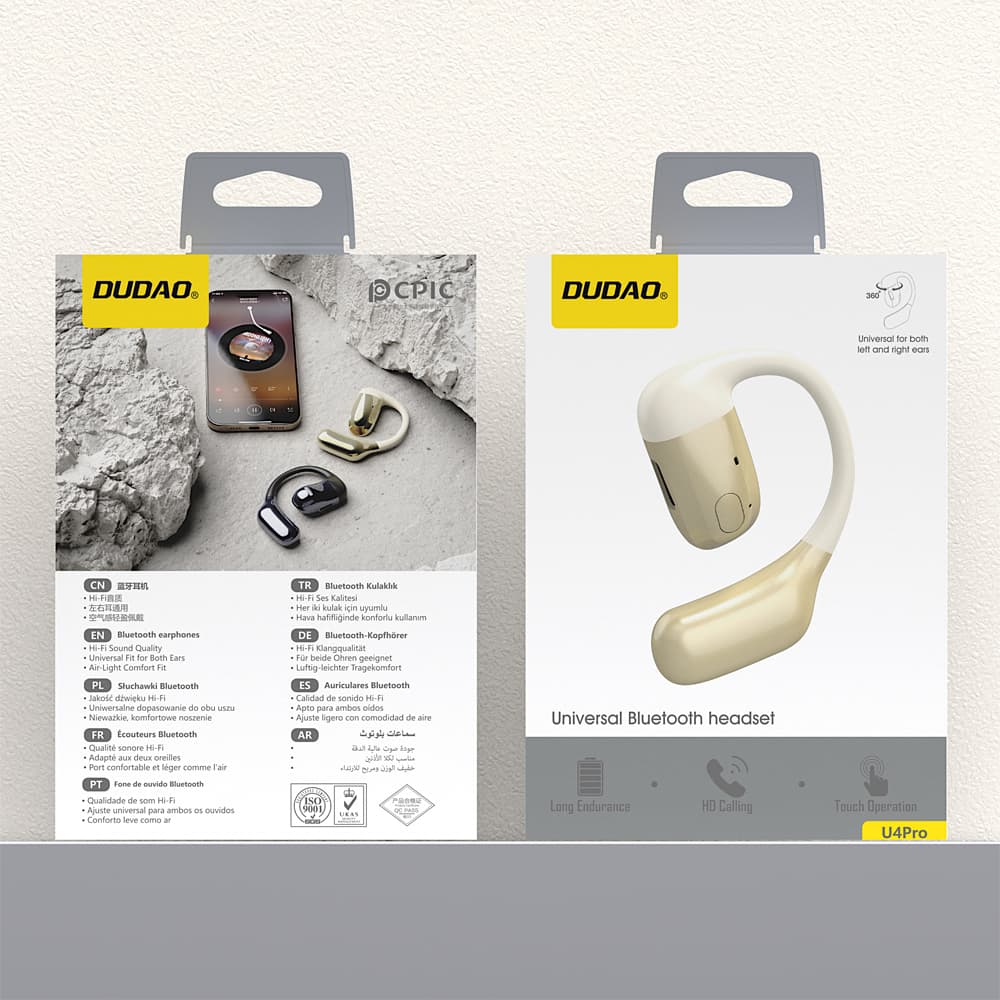 Dudao U4Pro Bluetooth slušalke, OWS, bež in zlata 7