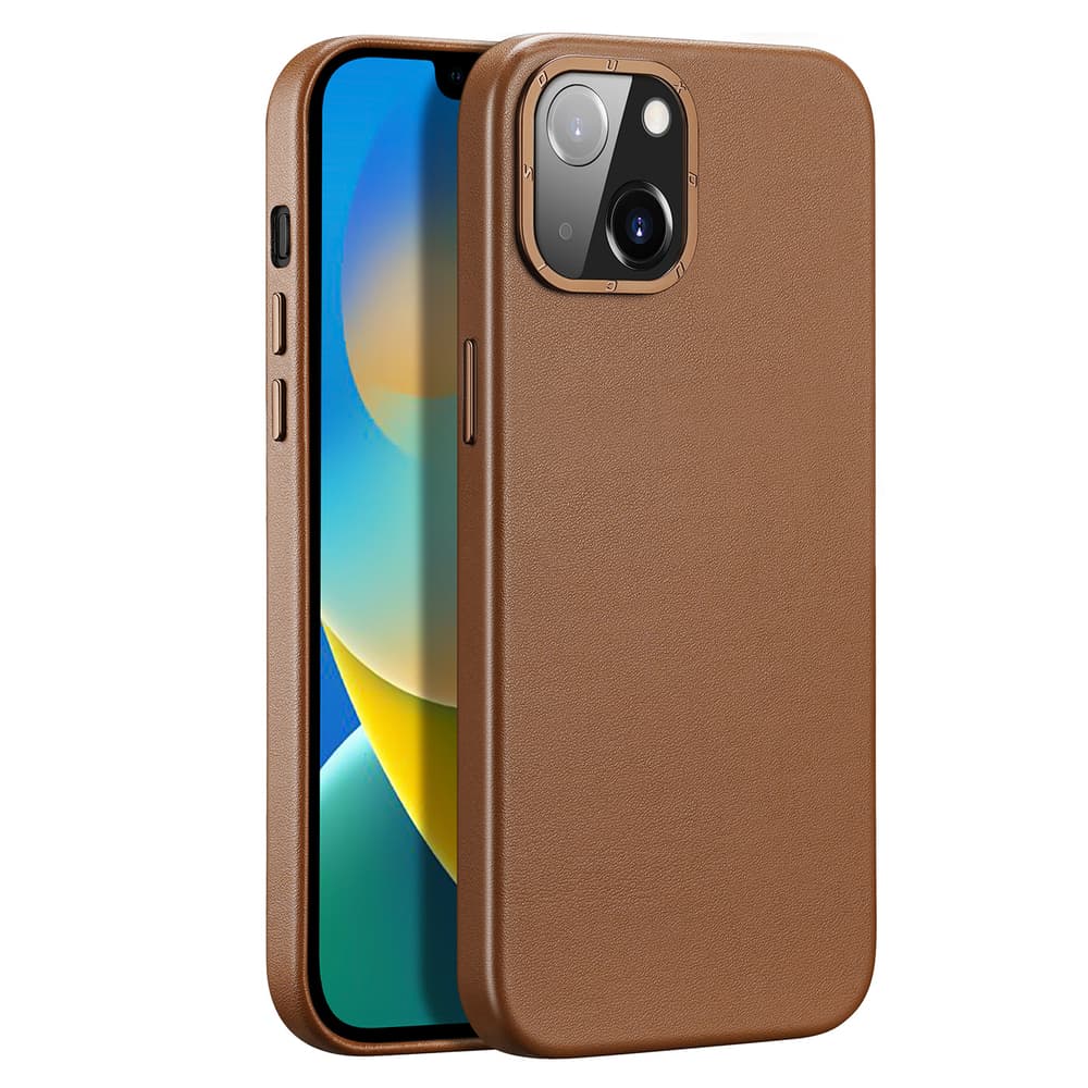 Ovitek Dux Ducis Grit usnjen za iPhone 14 Plus (MagSafe), rjav