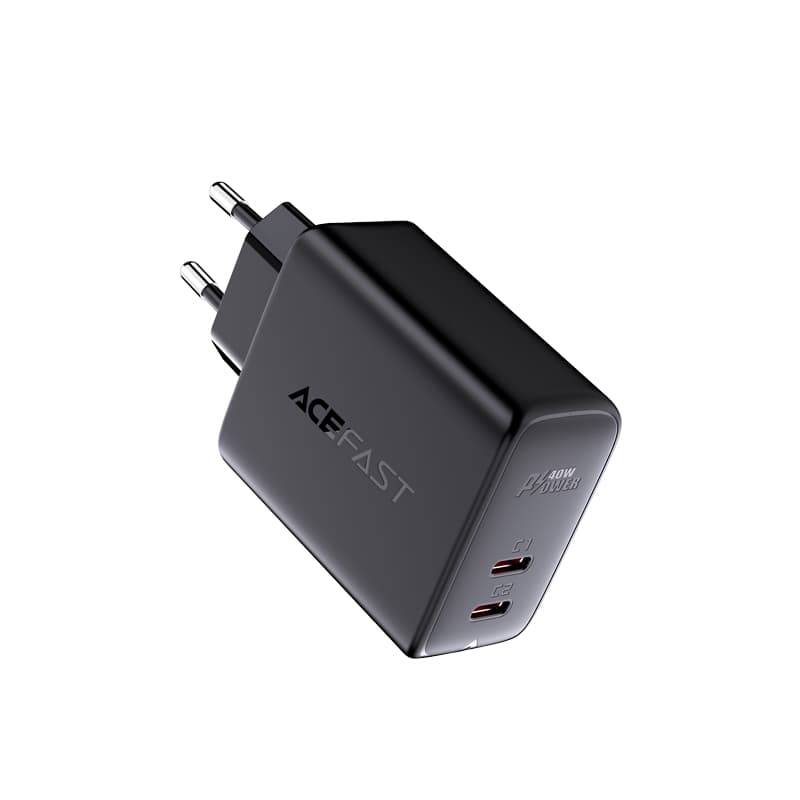 Acefast polnilnik 2x USB-C 40W, PD, QC 3.0, AFC, FCP, črn (A9) 2