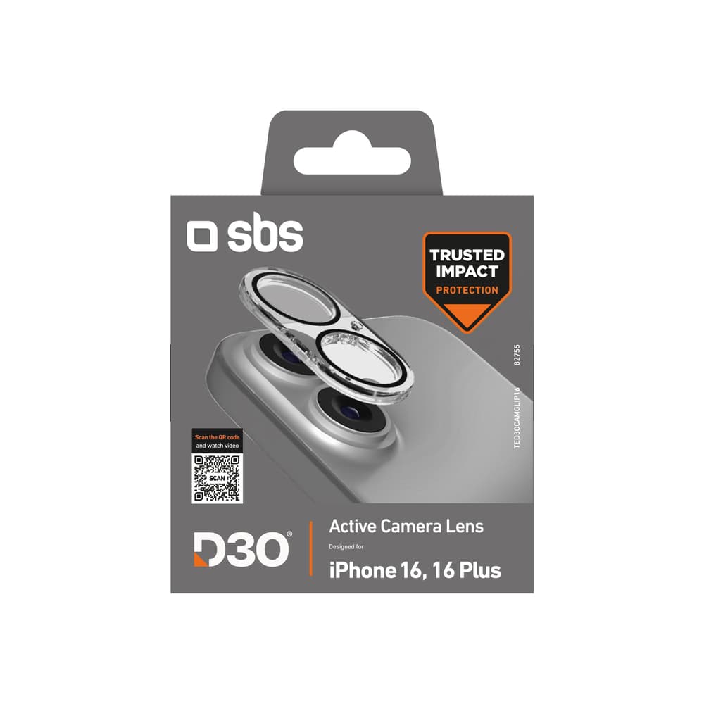 SBS D3O zaščitno steklo za kamero iPhone 16 / 16 Plus 2
