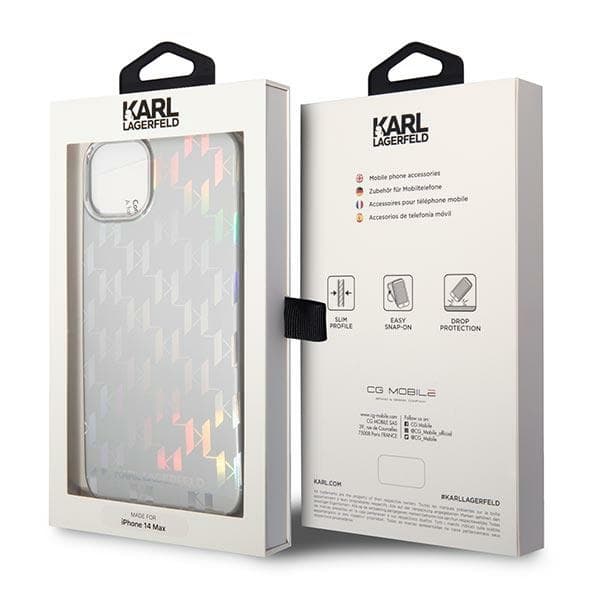 Karl Lagerfeld ovitek za iPhone 14 Plus Monogram Iridescent, srebrn 8