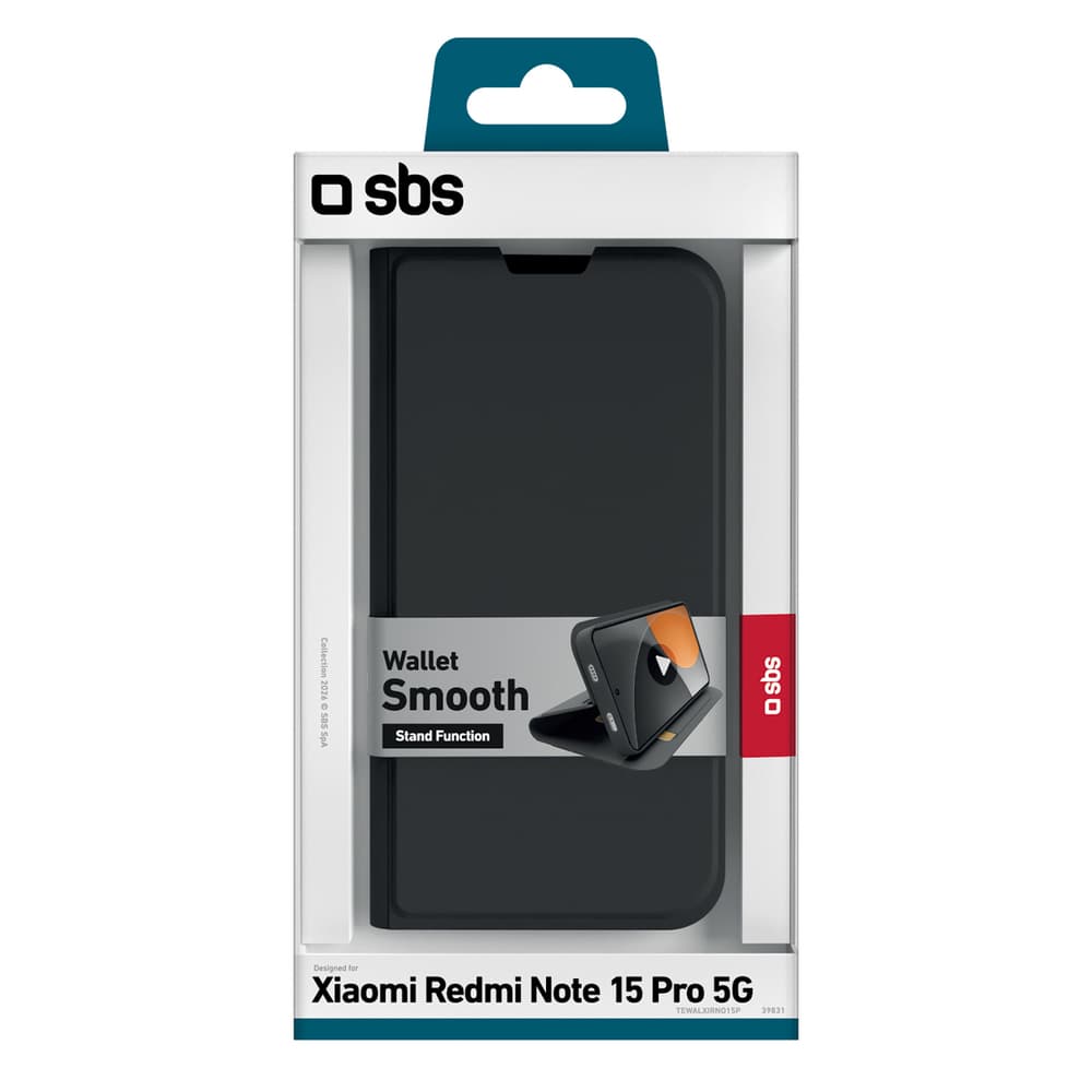 SBS ovitek Wallet Smooth za Xiaomi Redmi Note 15 Pro - črn 2