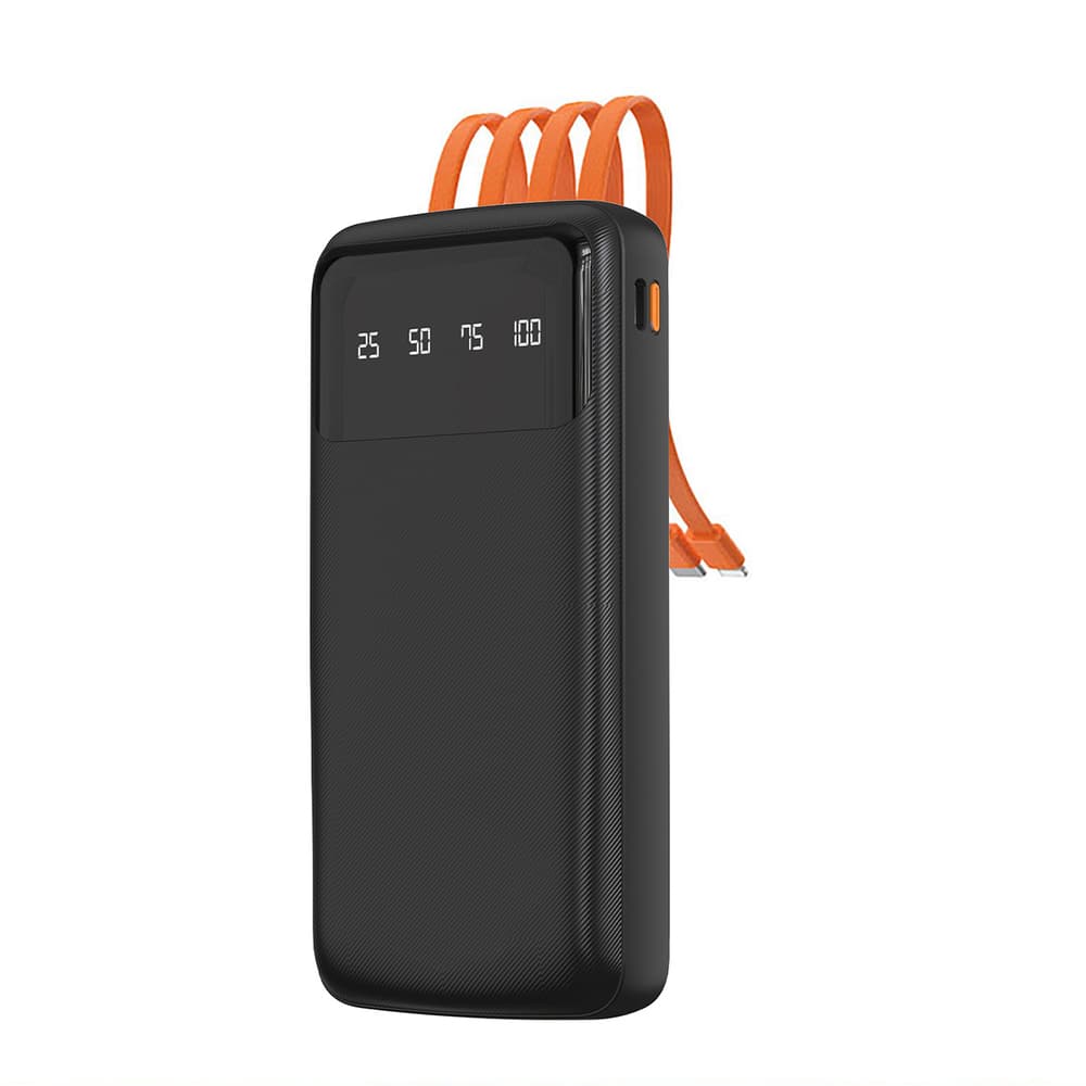 Dudao K6Pro powerbank 10000mAh s kabli (USB, Type C, Lightning) - črn