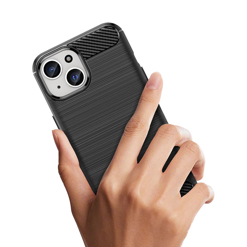 Prožen ovitek za iPhone 15 Hurtel Carbon Case - moder 4