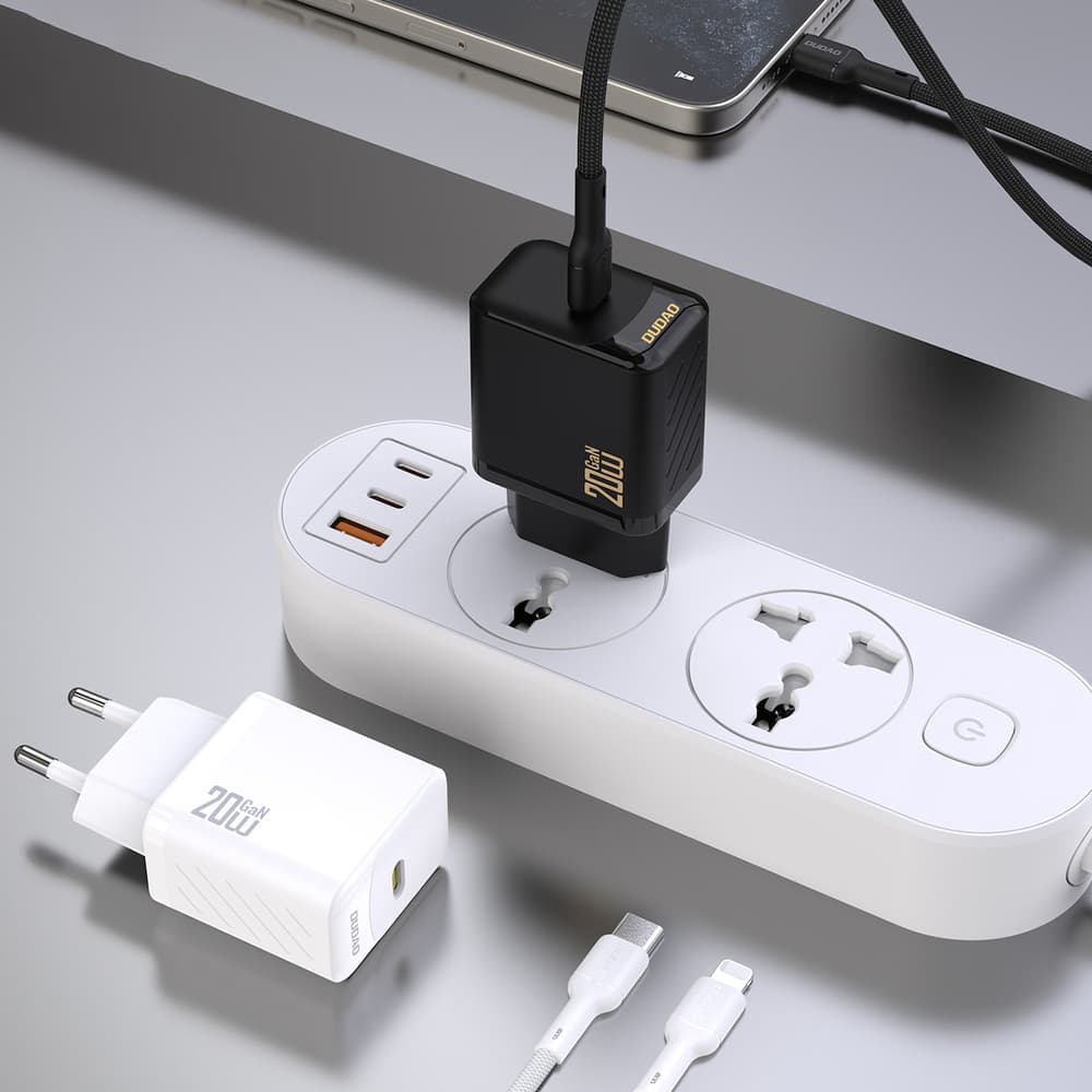 Dudao A26LEU PD 20W GaN USB-C polnilnik v USB-C na Lightning kabel - črn 6