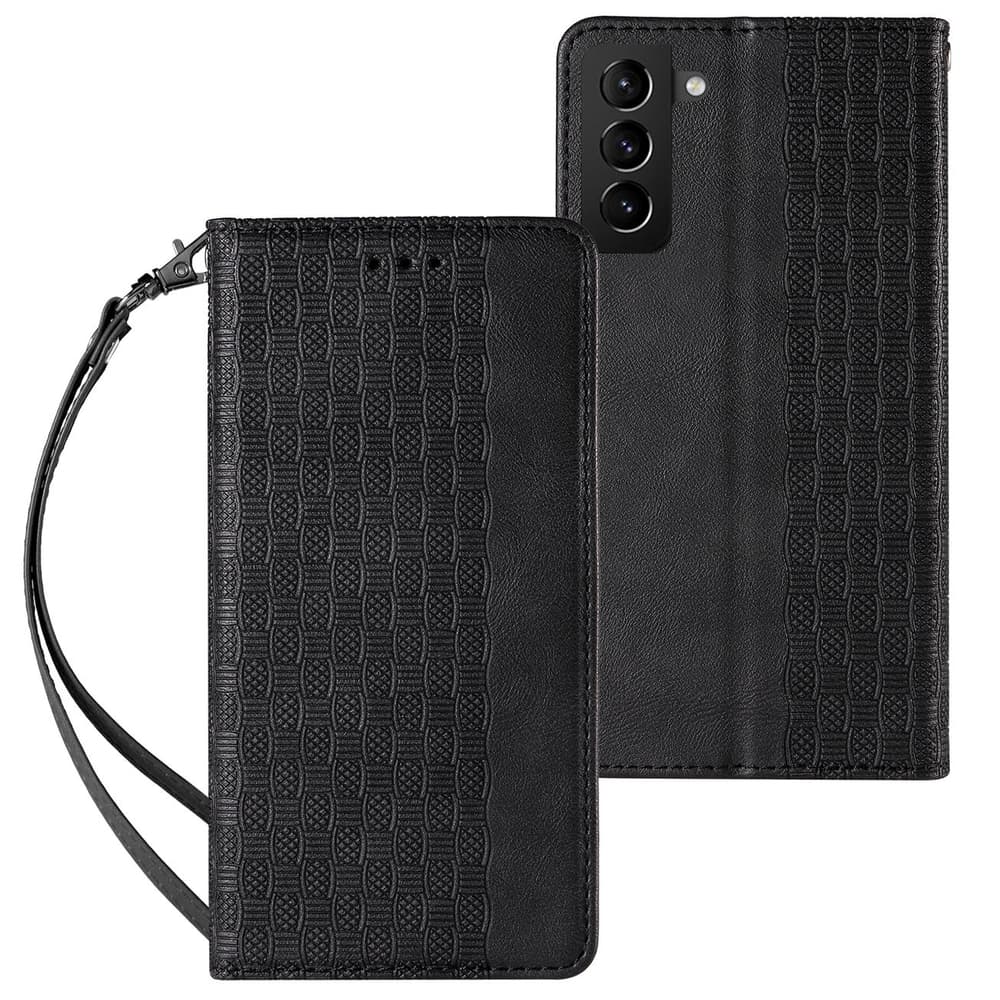 Ovitek Magnet Strap Case za Samsung Galaxy S22+ (S22 Plus) (denarnica, vrvica), črni