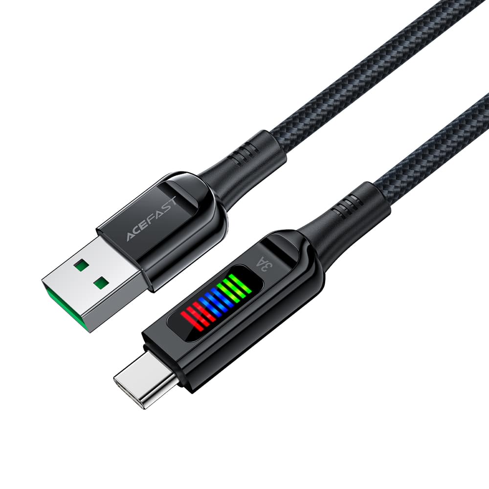 Acefast C7-04 USB-A v USB-C 60W 1.2m kabel z zaslonom, črn 2