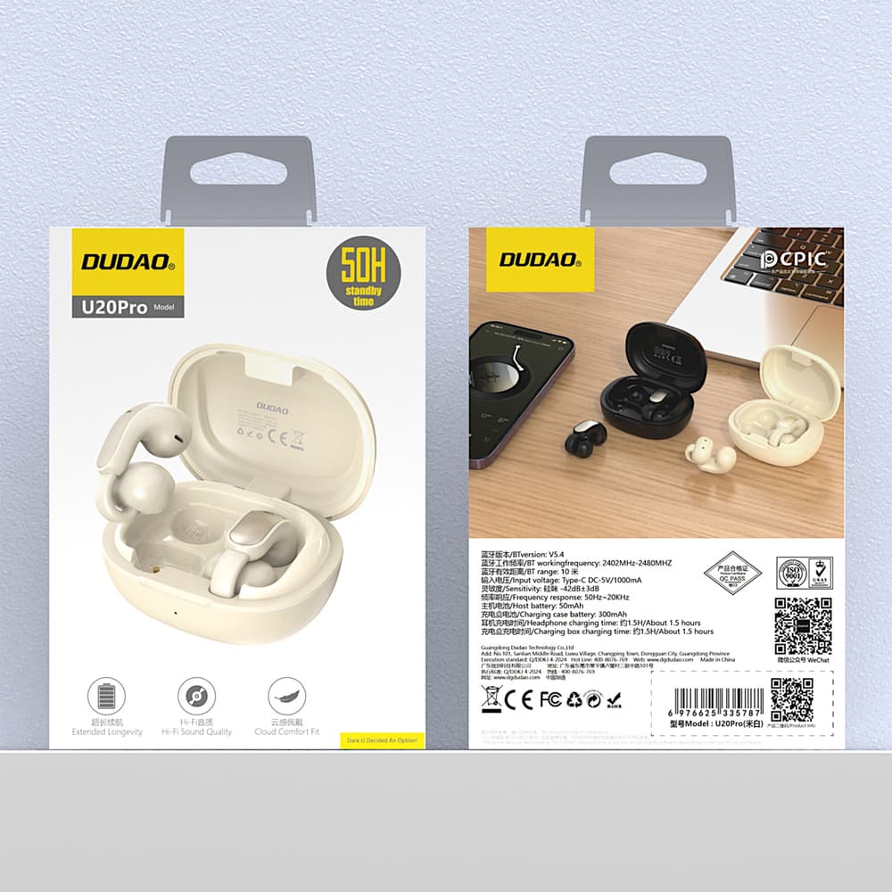 Dudao U20 Pro TWS Bluetooth slušalke, bele 8
