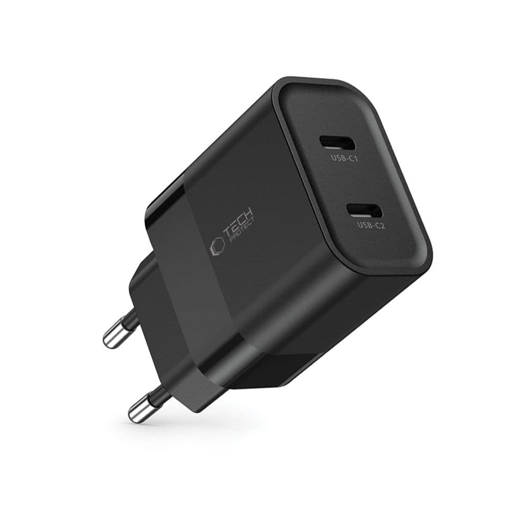 Tech-Protect C20W polnilnik 2x USB-C PD 20W - Črn 6