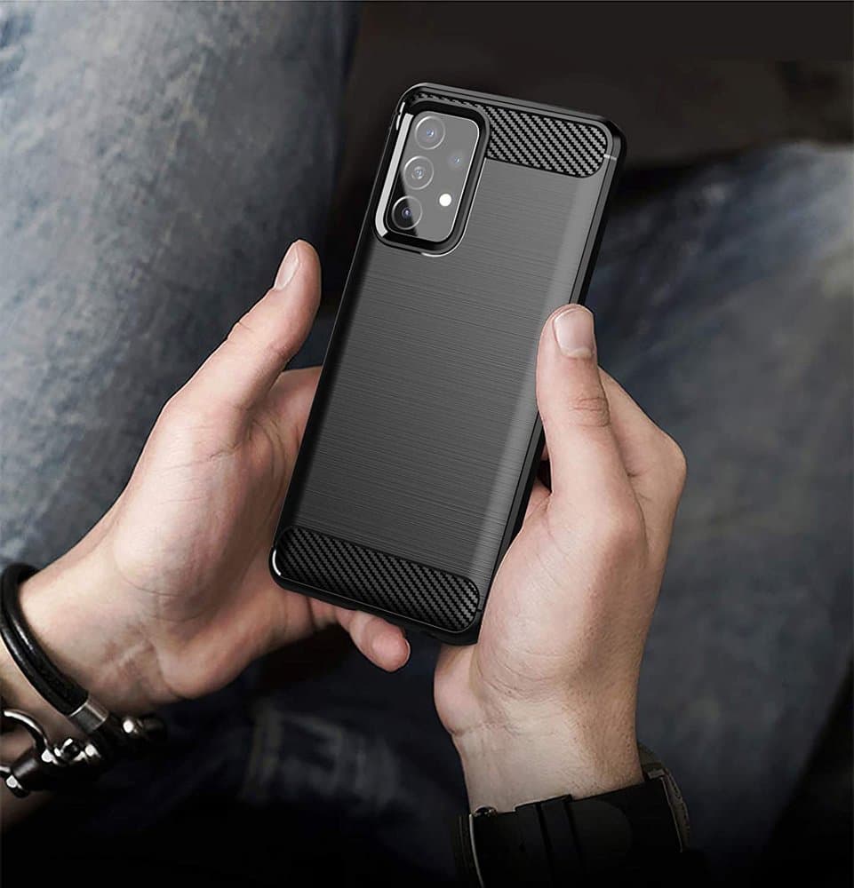 Hurtel Carbon ovitek za Samsung Galaxy A72 4G, črn 5