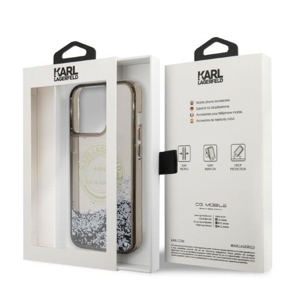 Karl Lagerfeld Liquid Glitter RSG etui za iPhone 14 Pro Max - črna 7