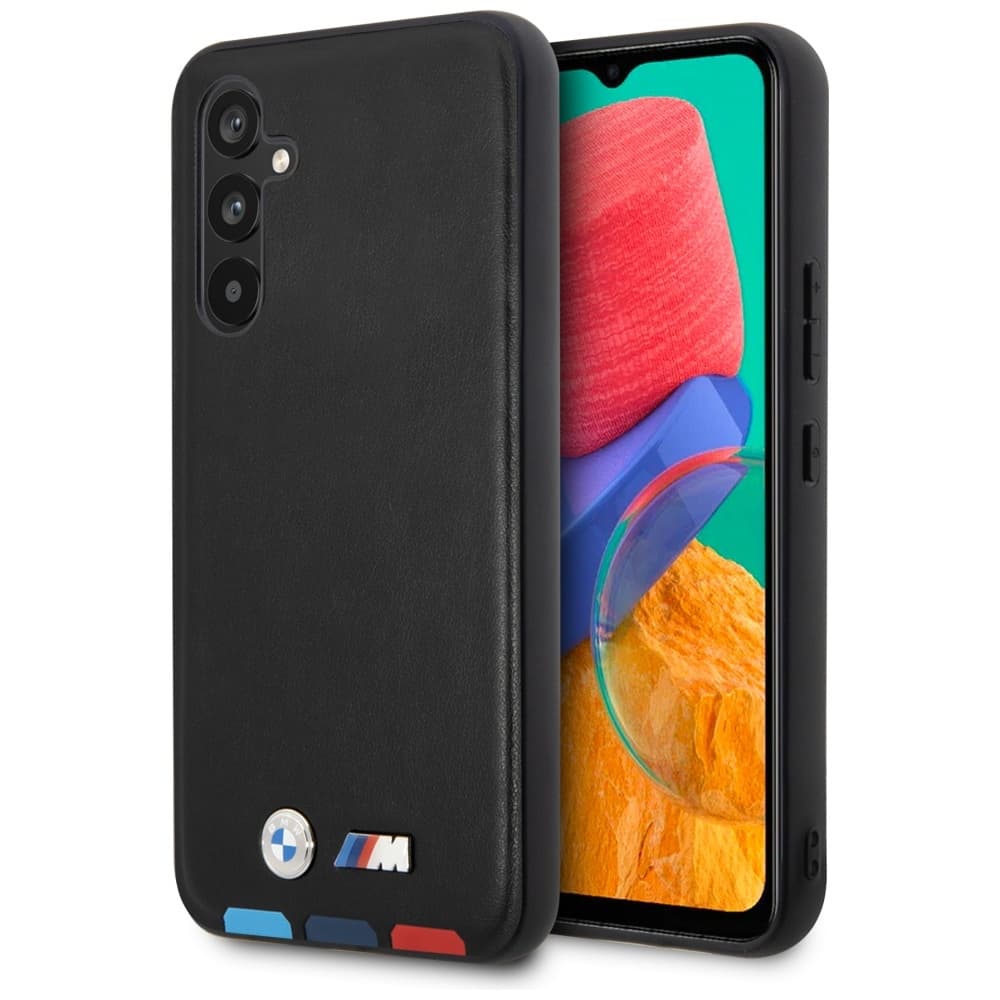 Ovitek BMW Leather Stamp Tricolor za Samsung A54 - črn