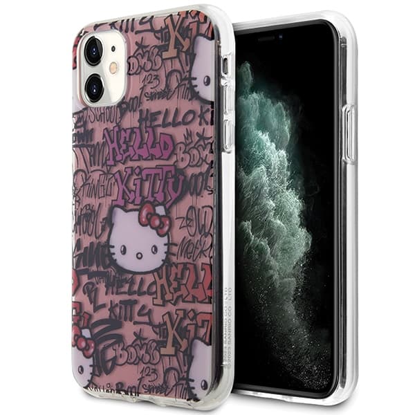 Hello Kitty IML Tags Graffiti ovitek za iPhone 11 / Xr - roza